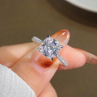 1pc Square 3 Carat Cubic Zirconia Wedding Rings Unique Gorgeous Eternity Festival for Women Copper Wedding Ring Jewelry Gift