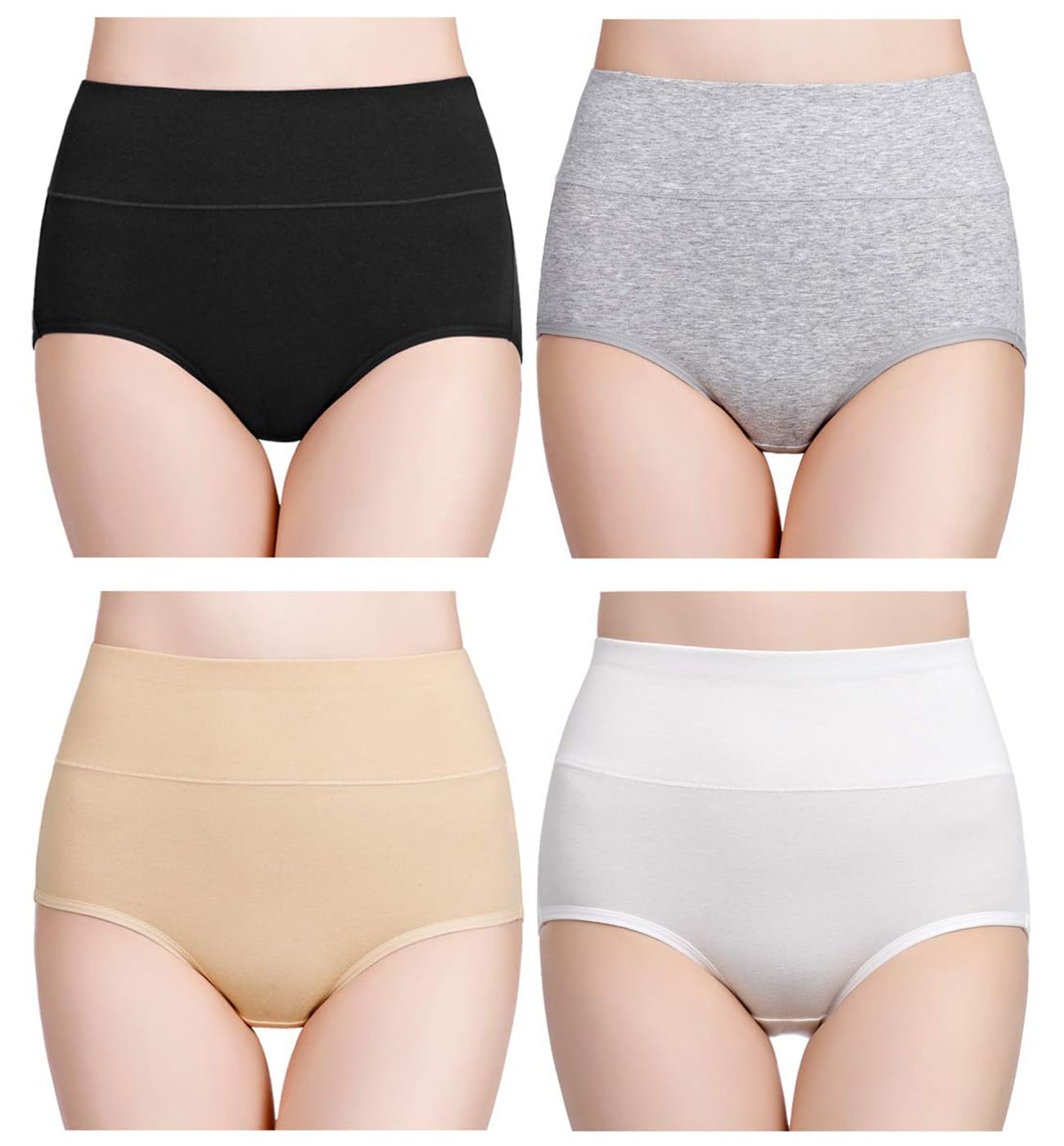 wirarpa Women's Cotton High Waist Culotte Panties Pack of 4