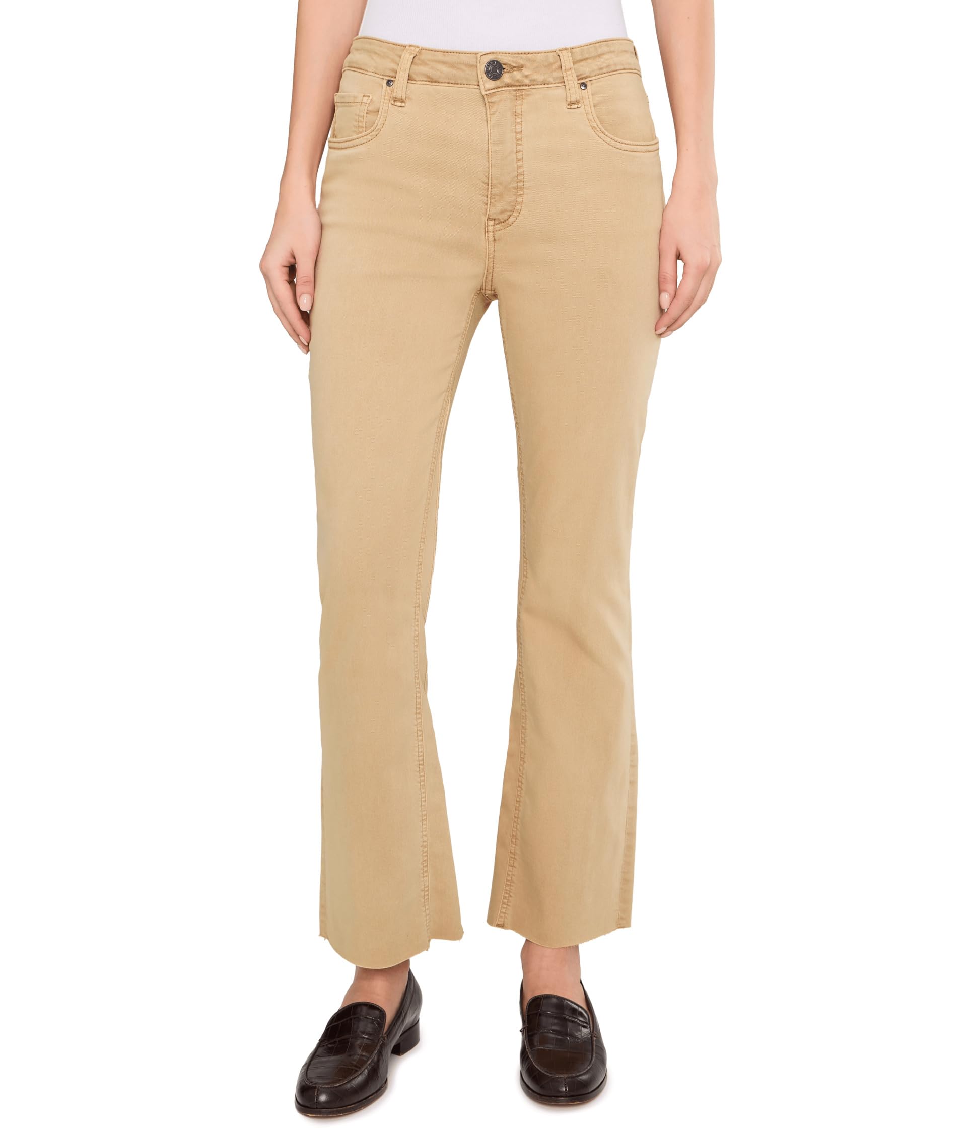 KUT from the Kloth Kelsey High-Rise Fab Ab Ankle Flare-Inset Leg