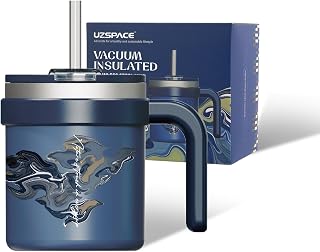 UZSPACE Thermal Mug with Handle ArtisticPrint Cup, 500ml Blue