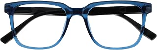 OPULIZE LEO Reading Glasses – Large Rectangular Frame – Blue – Black Temples – Men and Women – Spring Hinges – R55-3 – +3.50