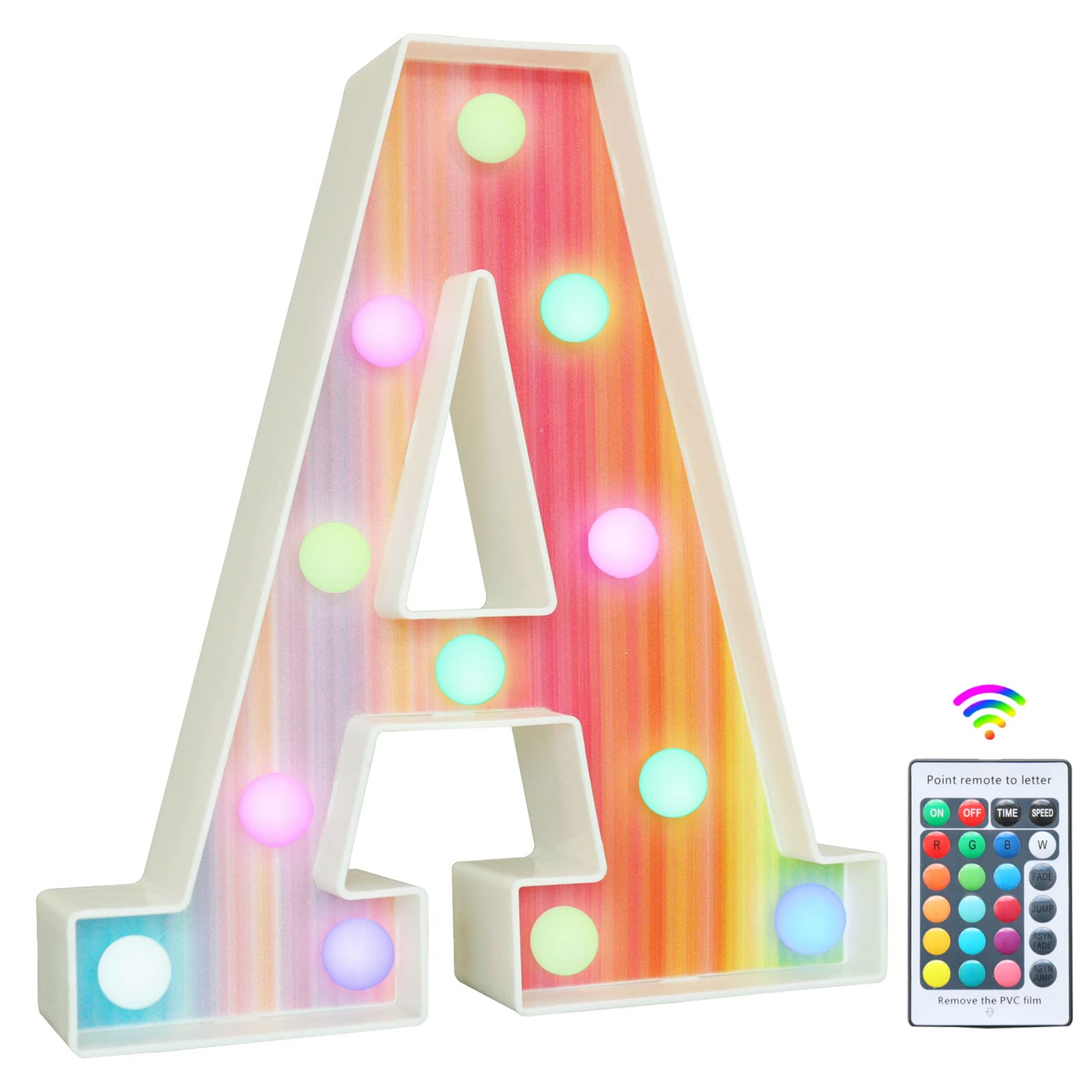 Light Up Letters Rainbow Letters, Colorful 16 Colors LED Lights Changing Alphabe