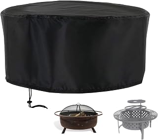 Rilime 420D Fire Pit Cover 42" D x 18" H fit for PAPABABE for Sunnydaze | Waterproof fabric protects fire pits from rain, sun, and ash. Drawcord ensures a snug fit. Cover only