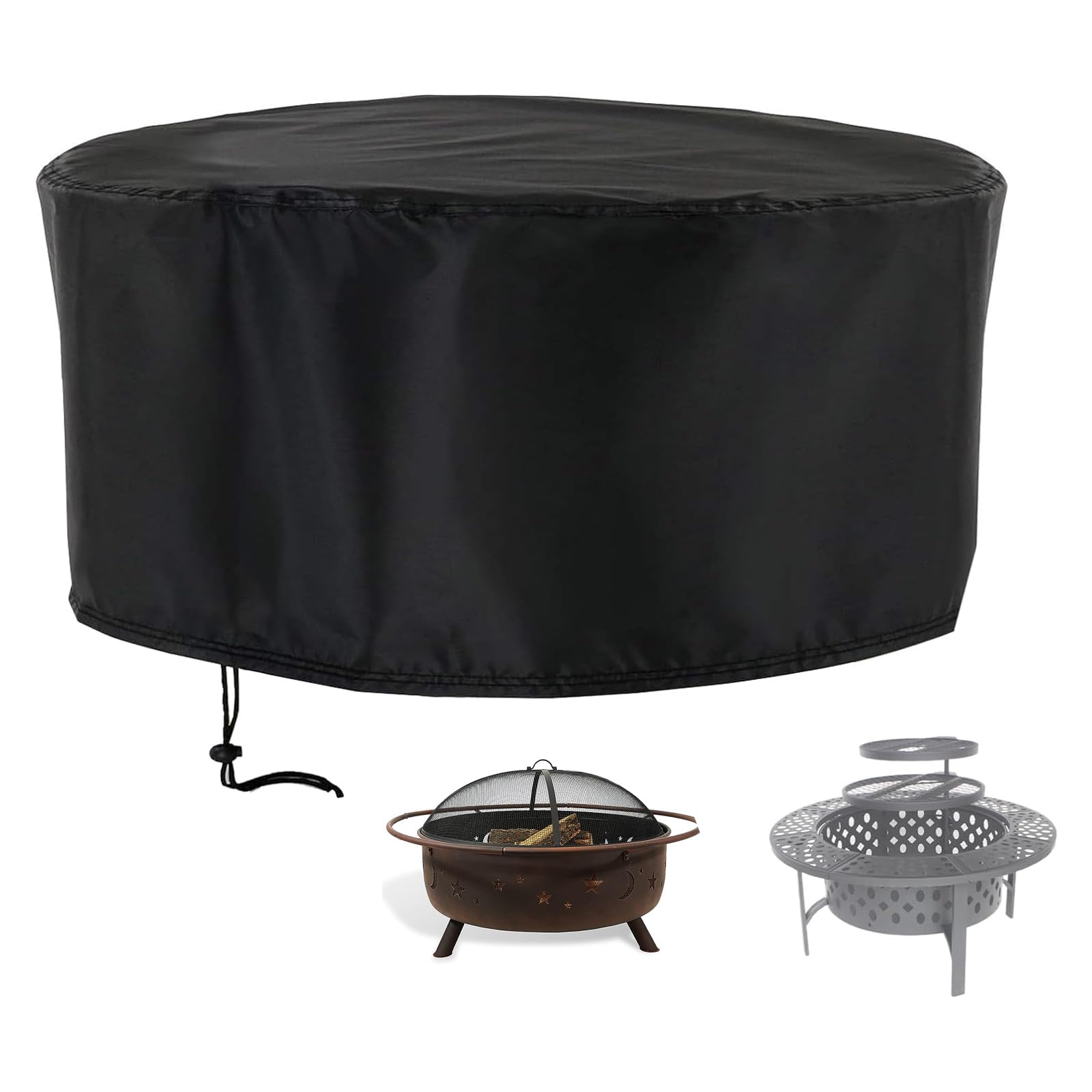Rilime 420D Fire Pit Cover 42" D x 18" H fit for PAPABABE for Sunnydaze | Waterp