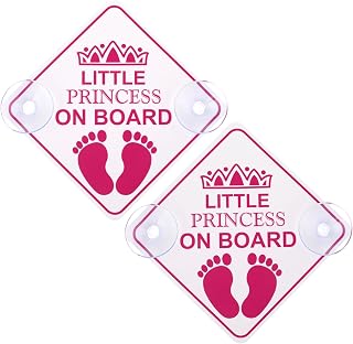 Amabro 2pcs Little Princess on Board Car Warning Signs, Double Suction Cups