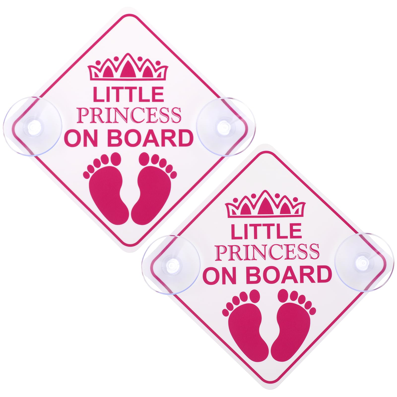 Amabro 2pcs Little Princess on Board Car Warning Signs, Double Suction Cups