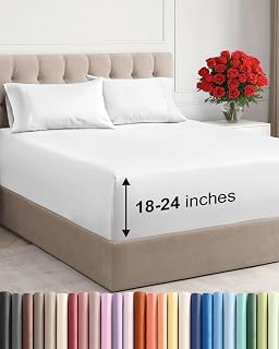 Extra Deep Queen Sheet Set - 4 Piece Breathable, Cooling Bed Sheets - White
