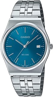 Casio MTP-B145D-2A2V Men's Vintage Stainless Steel Blue Dial 3-Hand Analog Watch, Silver, Casual