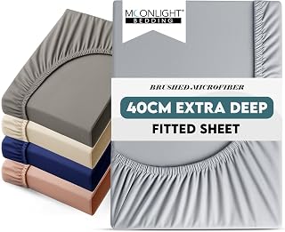 Moonlight Bedding Single Fitted Sheet 40CM Extra Deep Pocket Silver