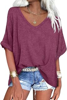 UNCLECAT womens oversized v neck t shirts for women,summer short sleeve shirts for women,loose casual tops