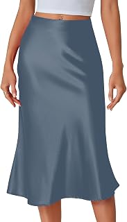 LYANER Women's Satin Silky Midi Skirt