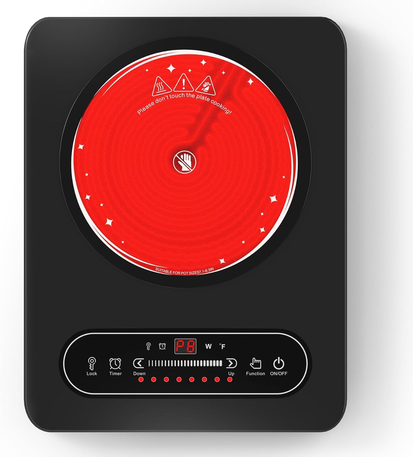 VBGK Portable Ceramic Hob, Pulg in Electric Hob, Portable Electric Hob with Digi