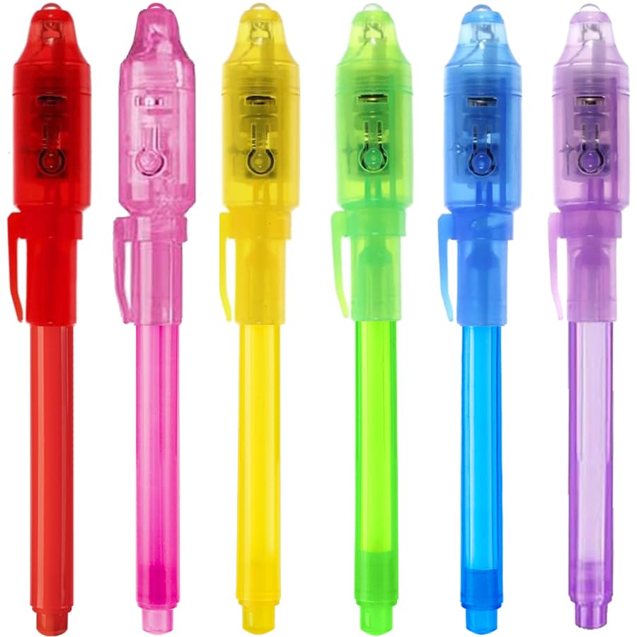 EODVICS Invisible Ink Pens for Kids, 6 Pack Spy Pens with UV Light | Invisible I