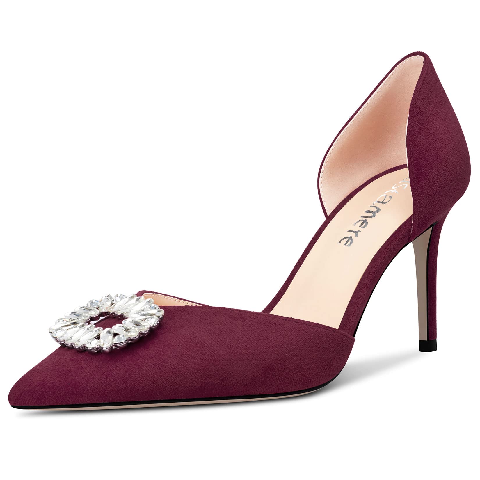 Castamere Women's High Heel Pointed Toe Pumps Two-Piece Slip-on Diamante Crystal