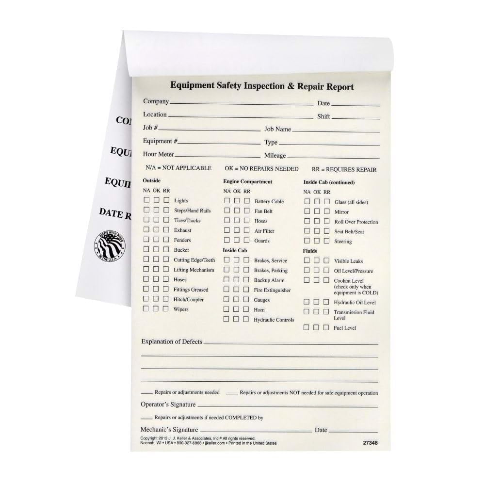 J. J. Keller Equipment Safety Inspection Report Book, 25 Pack | 5.5" x 8.5", 31 
