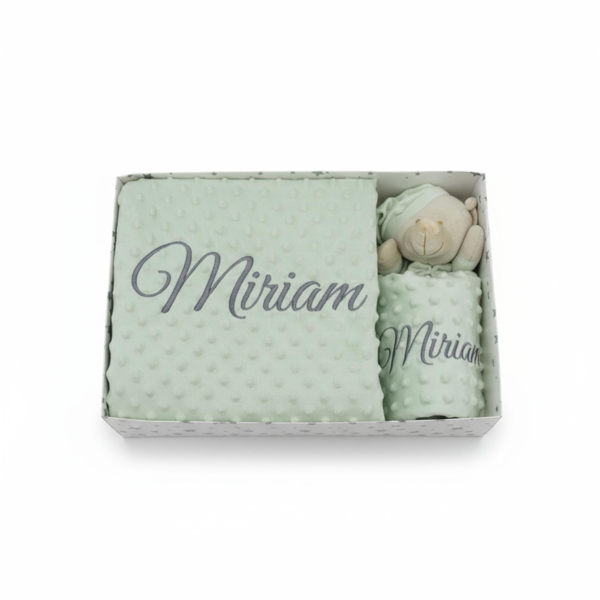 variouss Personalised Baby Blanket with Embroidered Name, Includes DouDou, Soft 