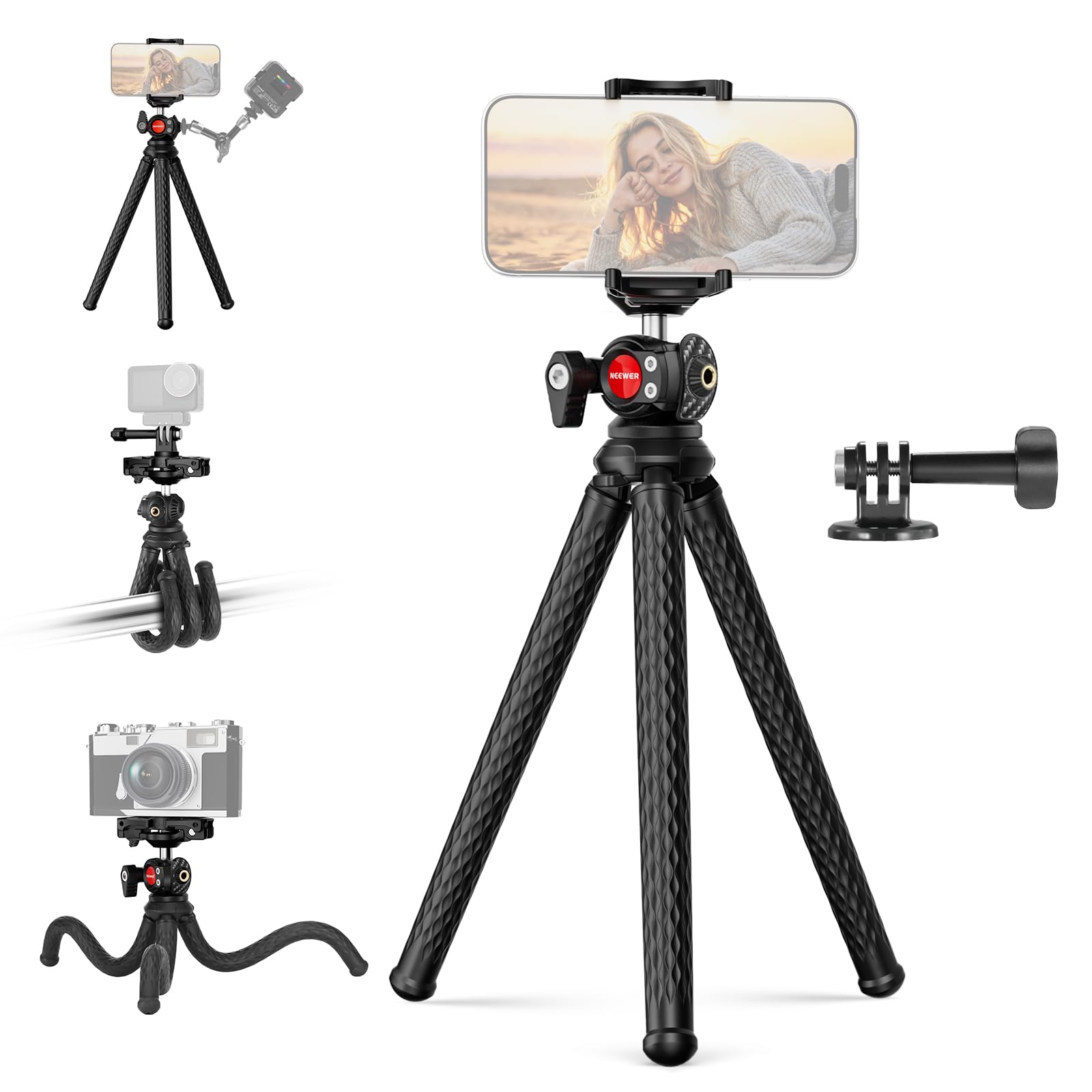 NEEWER Flexible Phone Tripod, Small Mini Camera Webcam Desk Stand, TP34 | Phone 