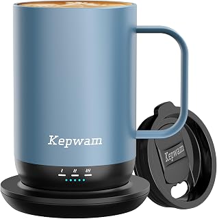 Kepwam Heated Coffee Mug Rechargeable T1, 16oz Constant Temp Control Mug | 3-Temp Settings & Fast Heating, 1°F Precise App Control, Long-Lasting Battery, Auto Shut-Off, Ideal Gift for Coffee Lovers