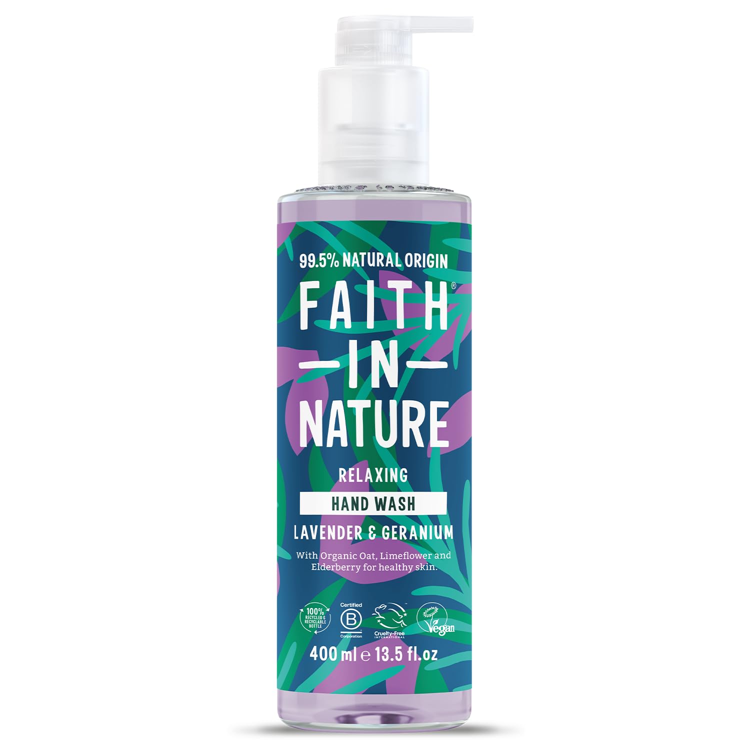 Faith In Nature Natural Lavender and Geranium Liquid Hand Wash, Relaxing, Vegan 