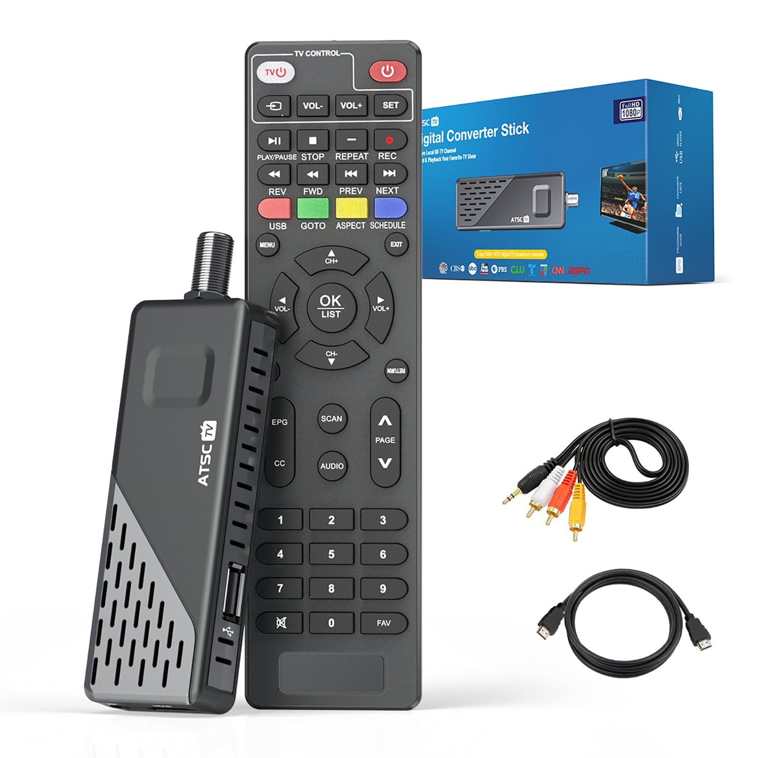 TIMBOOTECH Digital Converter Box for TV, Play, Record & Pause ATSC TV Tuner Stic