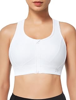 Yvette High Impact Sports Bras for Women Zipper Front Big Breasts
