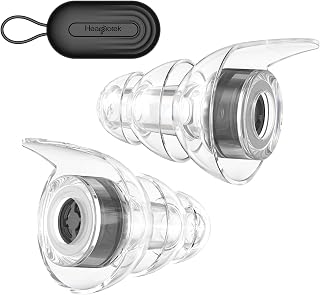 Hearprotek Ear Plugs for Concerts, high Fidelity Silicone Ear Plugs Noise Reduction Hearing Protection Noise reducing for Concerts,Festival,Musicians, Motorcycles,Rave-M Size 1Pair,Black