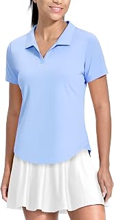 MIER Women's V-Neck Short Sleeve Golf Tennis Polo Shirt Quick Dry Soft UPF 50+ Lightweight