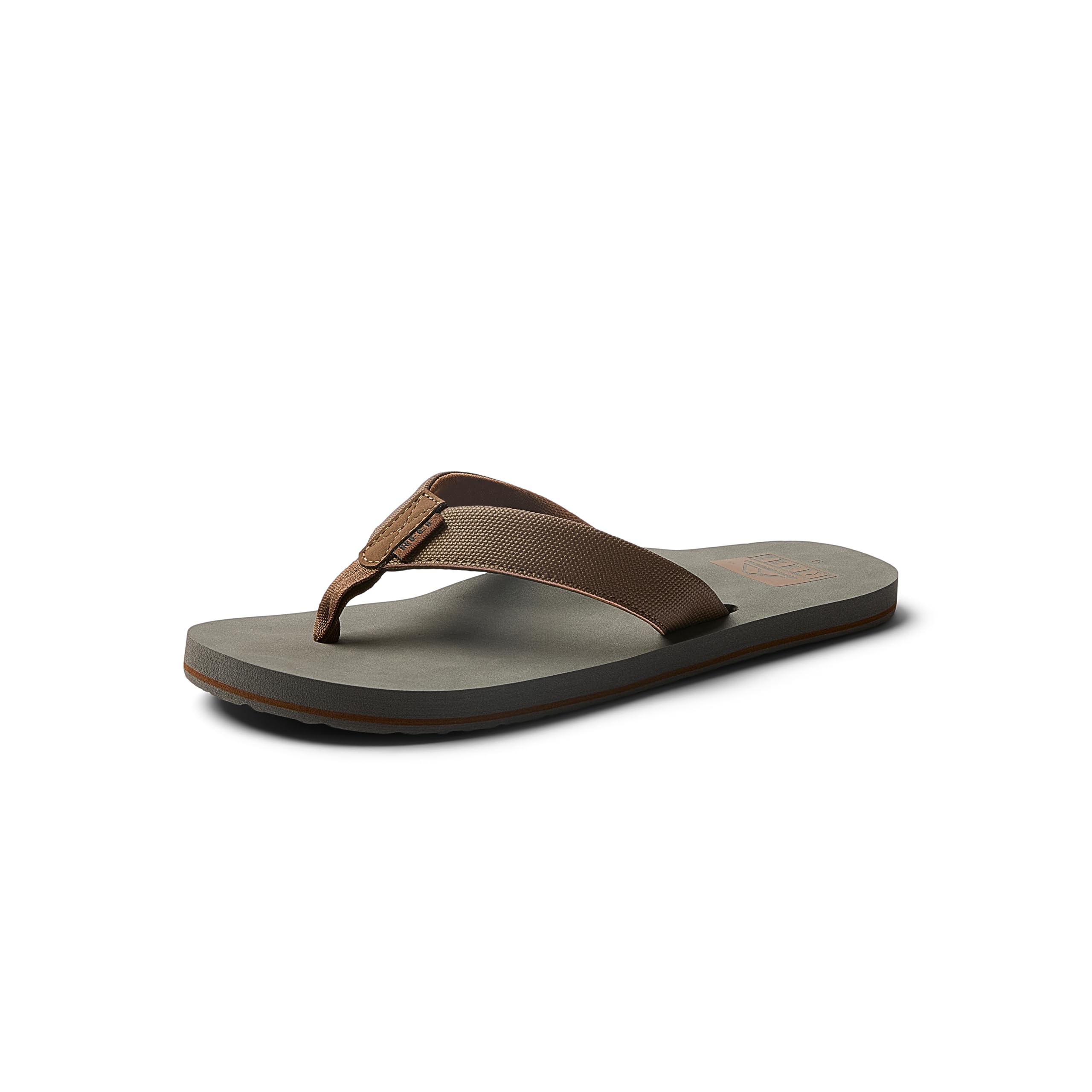 Reef Twinpin Mens Beach Flip Flop, Soft Cushion Footbed, Water Friendly, Tan/Gre