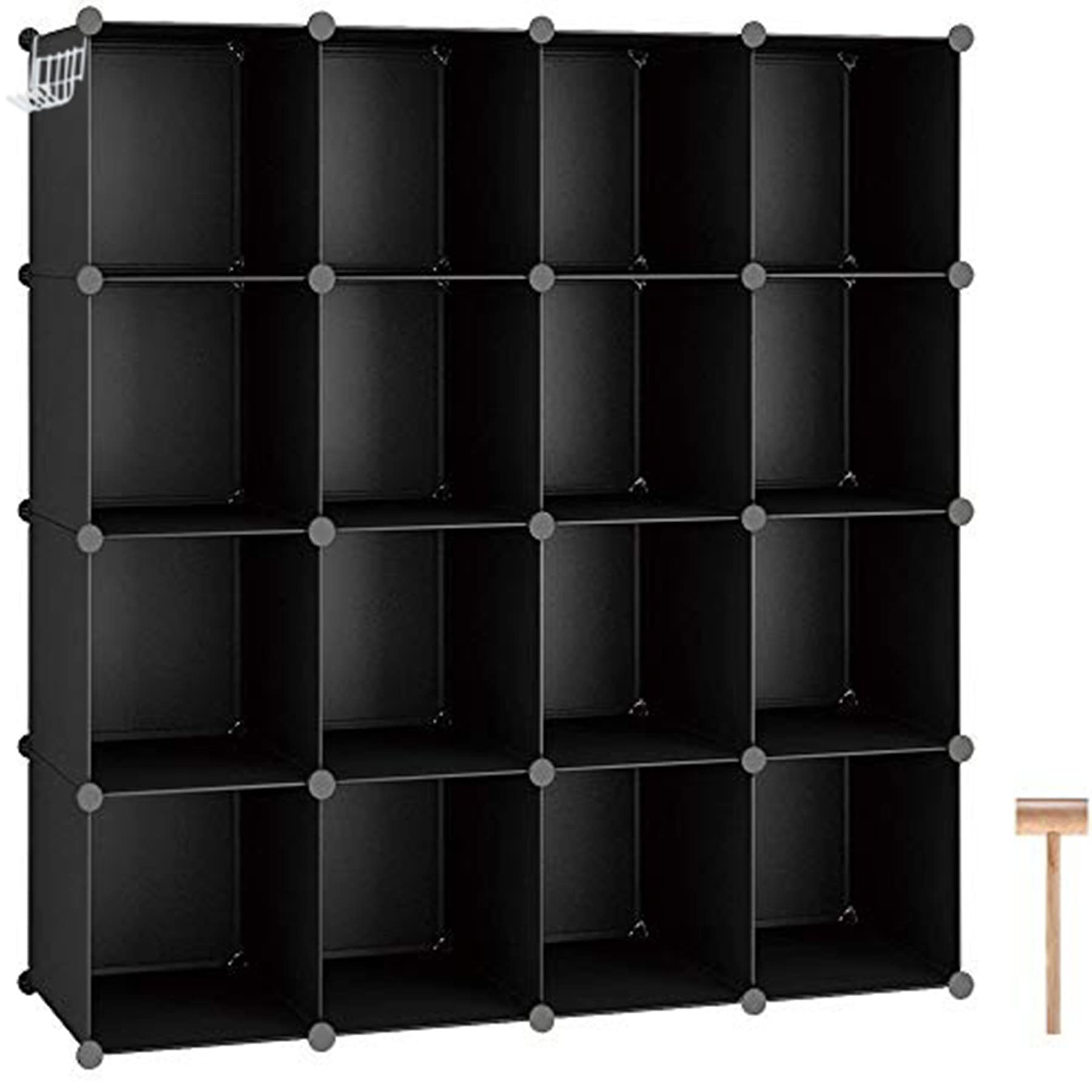 C&AHOME 16 Cube Storage Organizer Cube Shelves Units Storage Cubes, Black | Plas