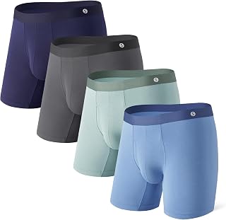 Separatec Men's Underwear Separate Pocket Breathable Micro Modal Boxer Briefs Seamless Soft Flap 4 Pack