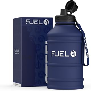 Fuel24 1.3L/2.2L Water Bottle Metal - STRONG, Drop & Leakproof BPA free 1L 2L Stainless Steel (2 Litre) - Large Gym Bottles for Men, Sports Bottle, Travel, Hiking Water Bottle