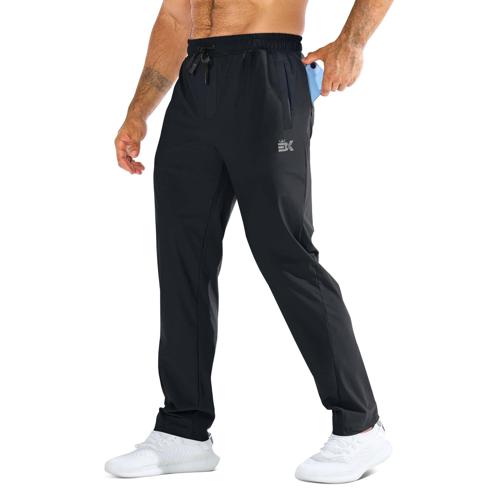 BROKIG Mens Workout Sweatpant Zip Pocket Jogging Track Pant | LightArmor,UPF 50+