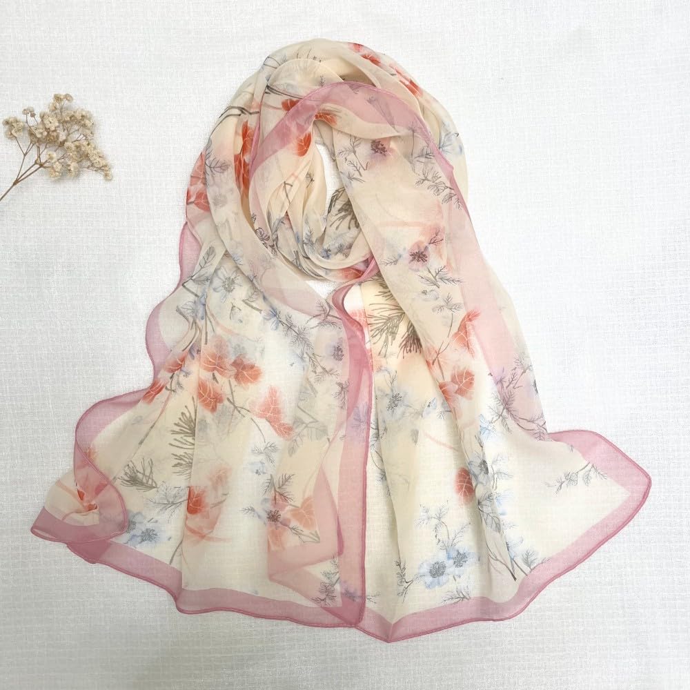 Women's Lightweight Elegant Floral Pattern Scarf Shawls Sun Protection