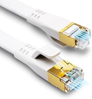 HUGIN CAT 8 Ethernet Cable 5m, High Speed CAT8 Internet LAN Cable Professional, 40Gbps 2000MHz Flat Gigabit Network Cord POE with RJ45 Connector for X box/PS5/PS4/Switch/Modem/Router(5m,white)