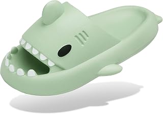 Summer Shark Slippers Women Men Comfortable Bath Slippers Non-Slip Shower Sandals Beach and Pool Sandals Open Toe Shark Slides Slippers