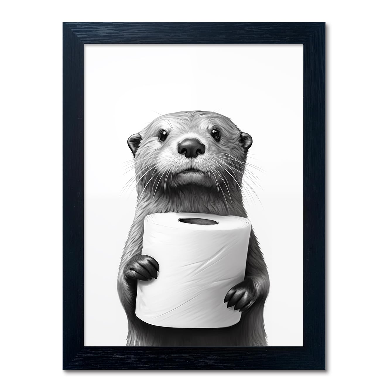Bathroom Picture Wall Decor, Framed Black and White Bathroom Wall Art, Toilet Pa