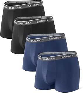 DAVID ARCHY Men's Boxer Shorts Retro 3D Pocket Bulge Underpants Bamboo Underwear Base Ultra Soft Breathable 3/4 Pack