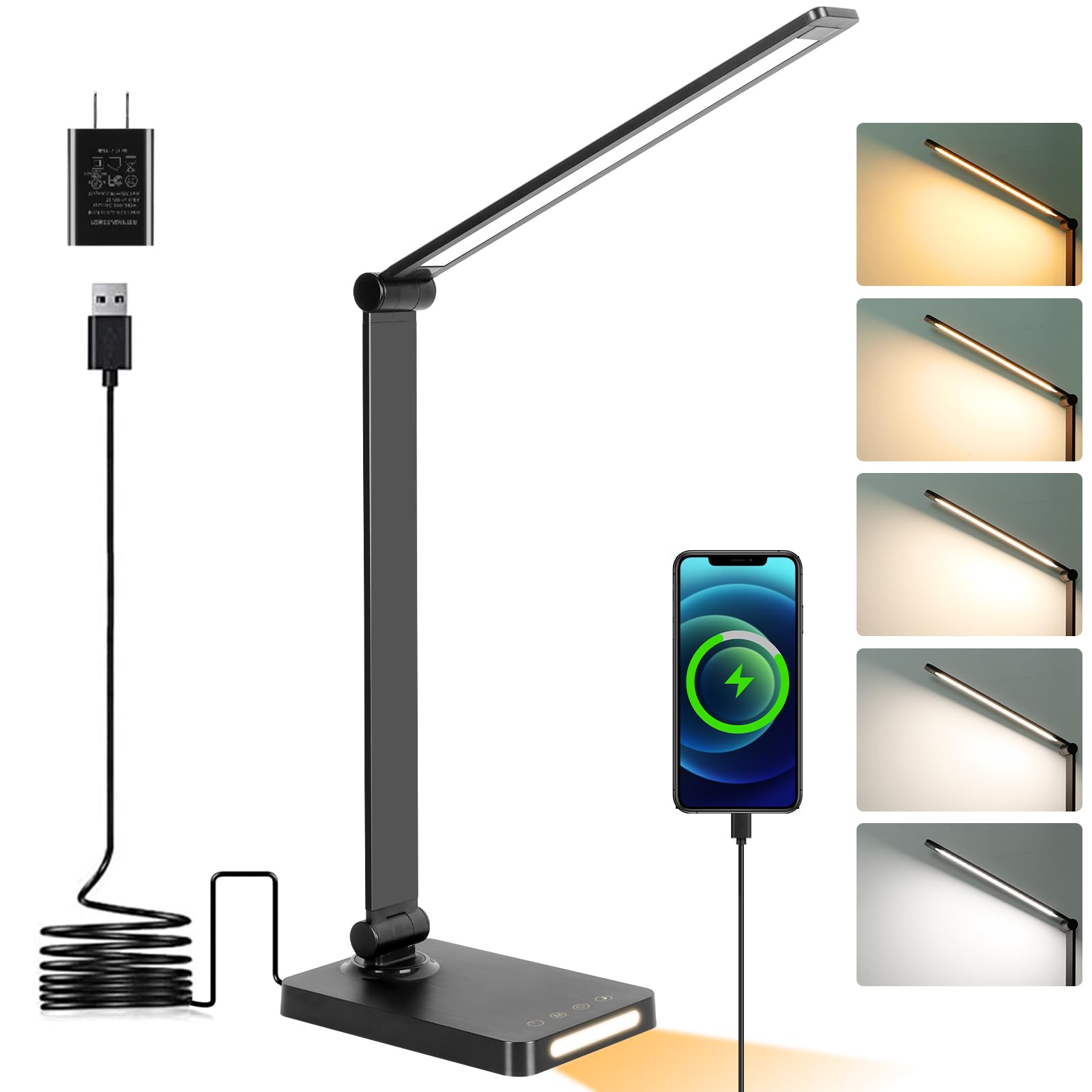 LED Desk Lamp with USB Ports,Touch Desk Lamps for Home Office with 5 Modes | 3 B
