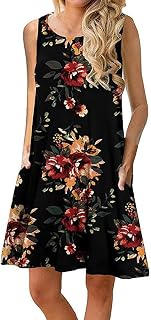 Women’s Floral Sleeveless Swing Dress with Pockets Casual Summer A Line Tank Dress