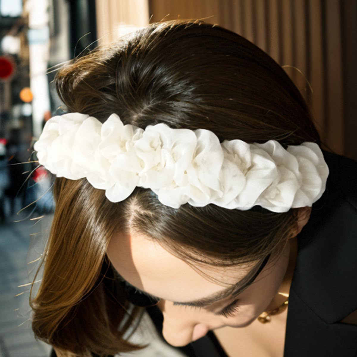 Fashionable Chiffon and Soft Ruffled Pleated Headband for Women Comfortable Tren