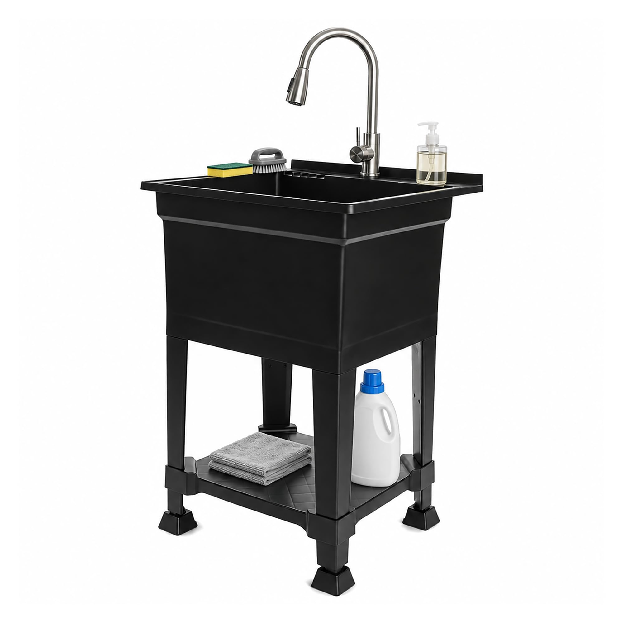 UTILITYSINKS Utility Sink Black - Quick Connect Drain - 24 x 24 in | Resin Const