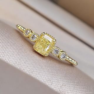 Graceful Lady Gold Color Yellow Cubic Zirconia Wedding Ring Luxury Jewelry