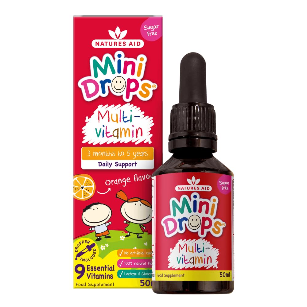 Natures Aid Mini Drops Multi-Vitamin for Babies, Kids & Children 50ml | 9 Essent