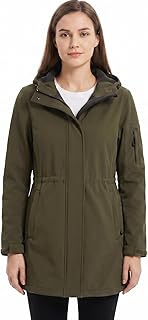 Women's Lightweight Winter Long Waterproof Jackets Warm Fleece Lined Coats with Hood Softshell Rain Jacket