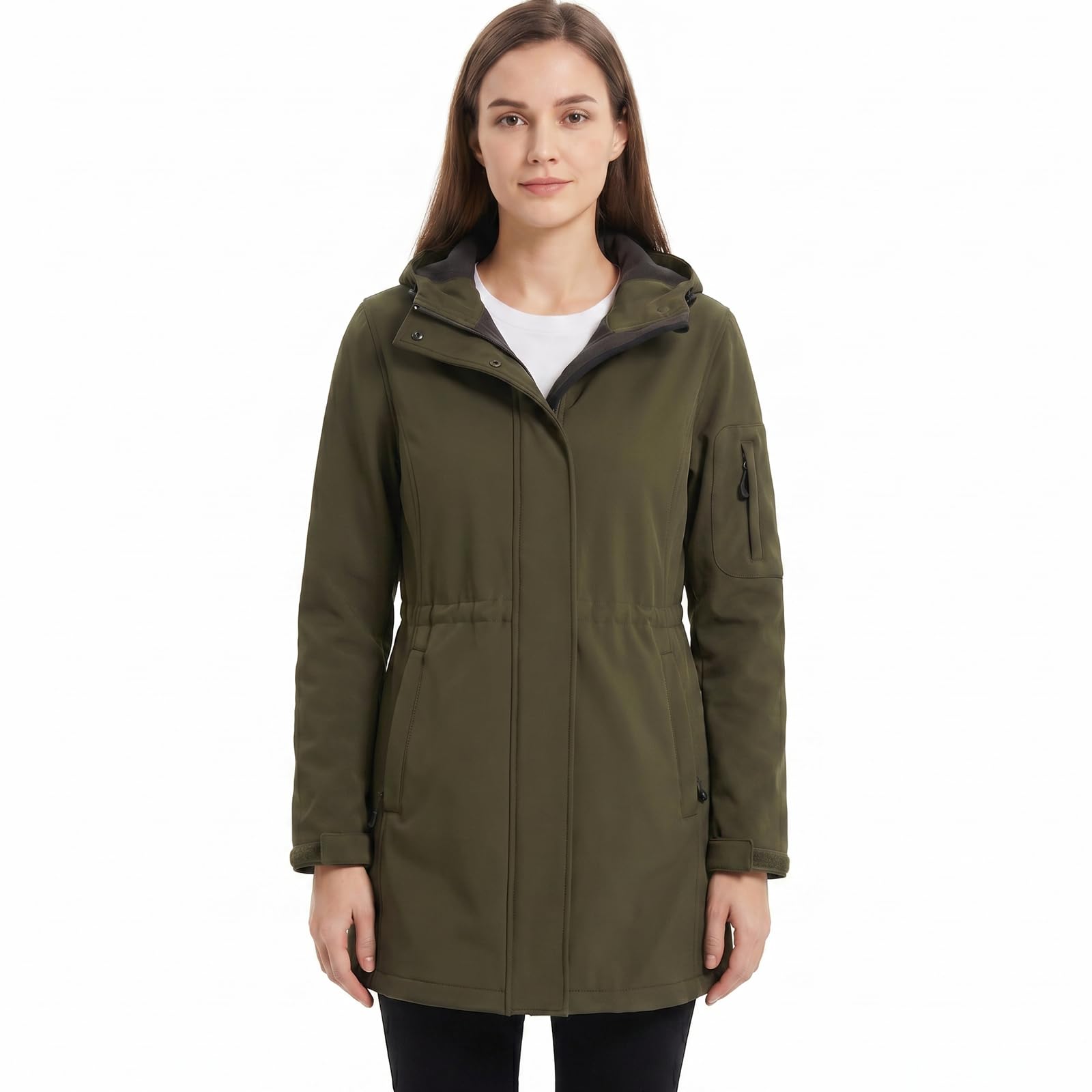 Women's Lightweight Winter Long Waterproof Jackets Warm Fleece Lined Coats with 