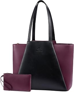LOVEVOOK Laptop Tote Bag for Women,PU Work Bags with Triple Compartments
