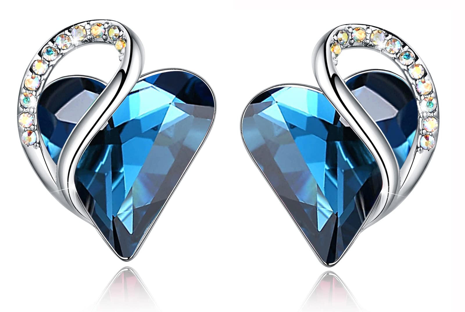 Leafael Infinity Love Heart Stud Earrings for Women, Birthstone and Healing Ston