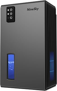 Dehumidifiers for Home, 1000 Sq Ft Dehumidifier with 95oz Tank Auto Shutoff | Quiet for Bedroom, Bathroom and Basement with Sleep Mode 7-Color LED Light, Grey