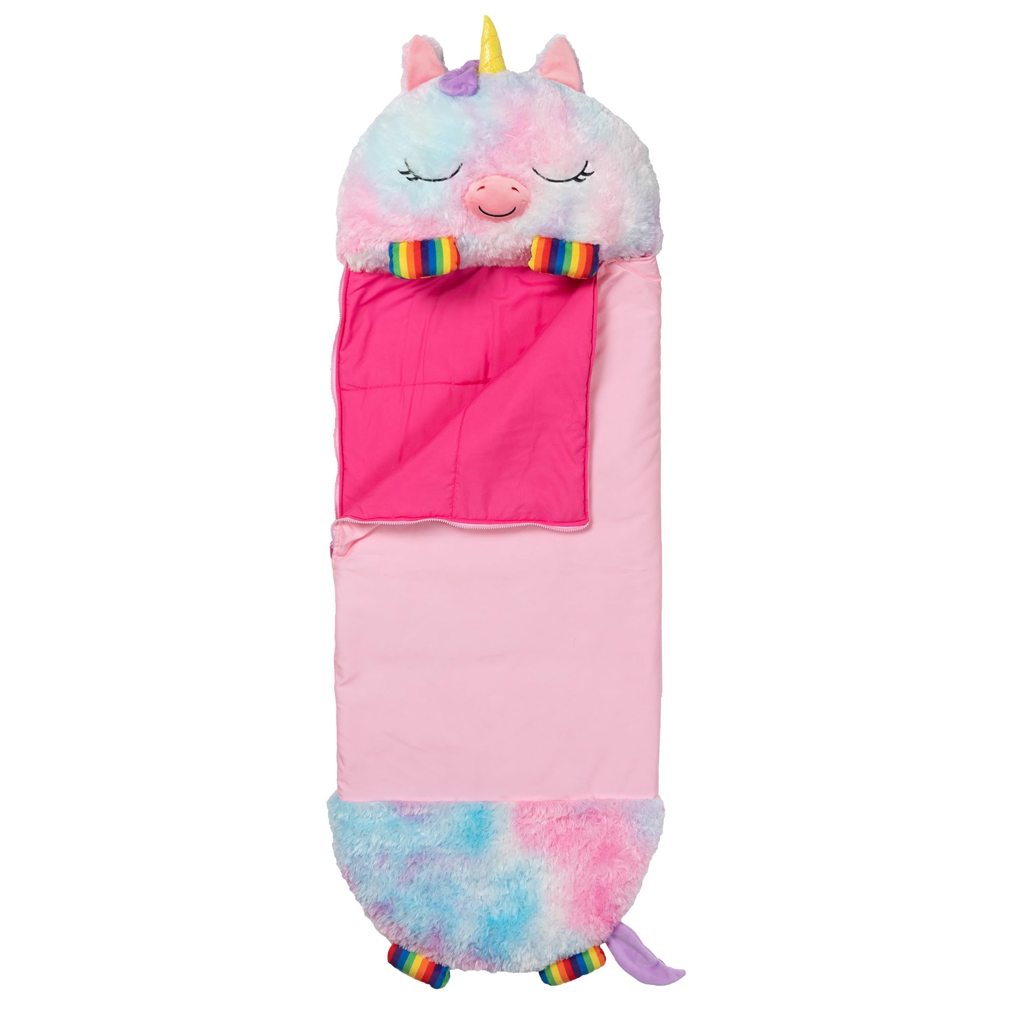 Happy Nappers 2-in-1 Pillow & Sleepy Sack Rainbow Unicorn 66x30 Large | Cozy 66 