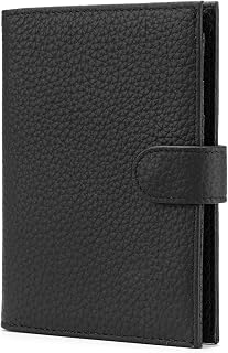 Karmiir RFID Blocking Leather Passport Wallet, Compact Travel Wallet for Women & Men, Black, 9 Compartments, 3 Card Slots, Zippered Coins Pocket, Slim & Portable, Unisex-Adults, Gift Option